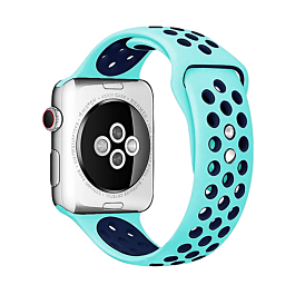 iWatch (38/40/41mm) Perforated Silicone Sport Band - TEAL & BLUE (Only Ground Shipping)