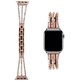 iWatch (38/40/41mm) Stainless Steel Band with Stones - ROSE GOLD (Only Ground Shipping)