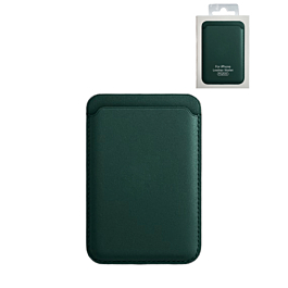 Leather Magnetic Card Wallet Holder - GREEN (Only Ground Shipping)