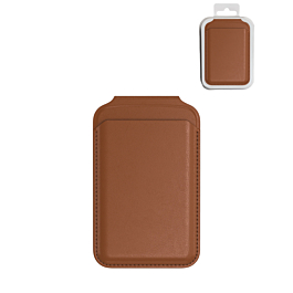 Leather Magnetic Card Wallet Holder with Stand - BROWN (Only Ground Shipping)