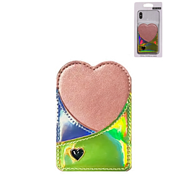 Universal Back Phone Heart Design Leather Card Slot (YELLOW) (Only Ground Shipping)