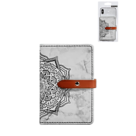 Universal Back Phone Datura Flower Leather Card Slot (GRAY) (Only Ground Shipping)