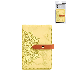 Universal Back Phone Datura Flower Leather Card Slot (YELLOW) (Only Ground Shipping)