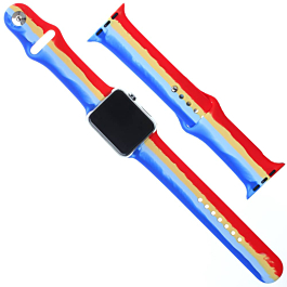 iWatch 38mm Rainbow Silicone Soft Band & Bumper Case with Tempered Glass - 8 (Only Ground Shipping)