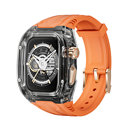 Transparent Protective Watch Band for iWatch (40mm / 41mm) - ORANGE & BLACK (Only Ground Shipping)