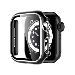 iWatch 41mm Shinny Hard PC Bumper Case - BLACK & SILVER (Only Ground Shipping)