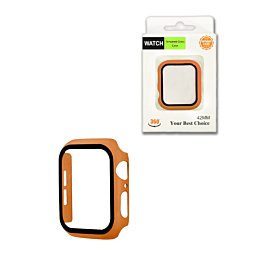 Hard PC Bumper Case with Tempered Glass for iWatch 42mm ORANGE (Only Ground Shipping)