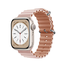 iWatch (42/44/45/49mm) Ocean Band Silicone Sport Strap Band - OXFORD POWDER & ROSE GREY (Only Ground Shipping)