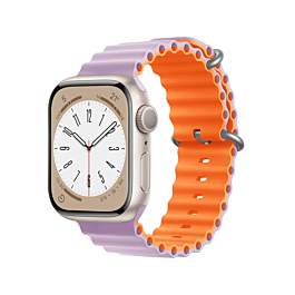 iWatch (42/44/45/49mm) Ocean Band Silicone Sport Strap Band - LIGHT PURPLE & ORANGE (Only Ground Shipping)