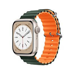 iWatch (42/44/45/49mm) Ocean Band Silicone Sport Strap Band - ORANGE & GREEN (Only Ground Shipping)