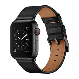 iWatch (38/40/41mm) Shiny Genuine Leather Band - BLACK (Only Ground Shipping)