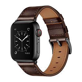 iWatch (38/40/41mm) Shiny Genuine Leather Band - DARK BROWN (Only Ground Shipping)