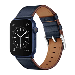 iWatch (38/40/41mm) Shiny Genuine Leather Band - NAVY BLUE (Only Ground Shipping)