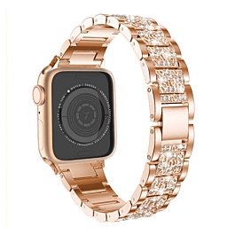 iWatch (38/40/41mm) Diamond Rhinestone Stainless Steel Metal Strap - ROSE GOLD (Only Ground Shipping)