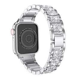 iWatch (42/44/45/49mm) Diamond Rhinestone Stainless Steel Metal Strap - SILVER (Only Ground Shipping)