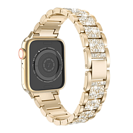 iWatch (42/44/45/49mm) Diamond Rhinestone Stainless Steel Metal Strap - GOLD (Only Ground Shipping)