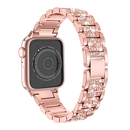 iWatch (38/40/41mm) Diamond Rhinestone Stainless Steel Metal Strap - PINK (Only Ground Shipping)