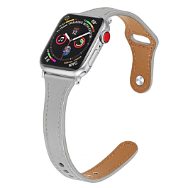 iWatch (42/44/45/49mm) Thin Genuine Leather Band - GRAY (Only Ground Shipping)