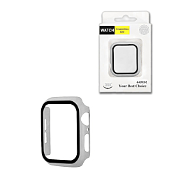 Hard PC Bumper Case with Tempered Glass for iWatch 44mm SILVER (Only Ground Shipping)