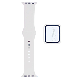 iWatch 44mm Silicone Soft Band & Bumper Case with Tempered Glass - 11 (Only Ground Shipping)