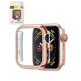 iWatch 44mm Stone PC Bumper Case with Tempered Glass - ROSE GOLD (Only Ground Shipping)