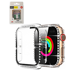 iWatch 44mm Stone PC Bumper Case with Tempered Glass - CLEAR (Only Ground Shipping)