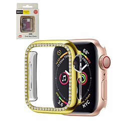 iWatch 44mm Stone PC Bumper Case with Tempered Glass - GOLD (Only Ground Shipping)