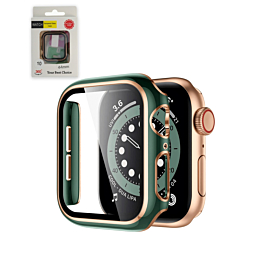 iWatch 44mm Shinny Hard PC Bumper Case - DARK GREEN & ROSE GOLD (Only Ground Shipping)