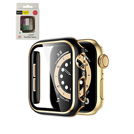 iWatch 44mm Shinny Hard PC Bumper Case - BLACK & GOLD (Only Ground Shipping)