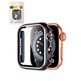 iWatch 44mm Shinny Hard PC Bumper Case - BLUE & ROSE GOLD (Only Ground Shipping)