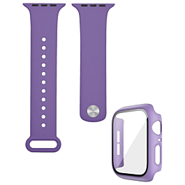 iWatch 45mm Silicone Soft Band & Bumper Case with Tempered Glass - LIGHT PURPLE (Only Ground Shipping)
