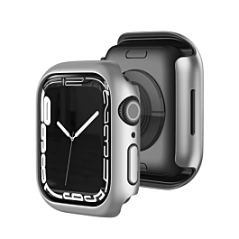 iWatch 45mm Hard PC Bumper Case with Tempered Glass - SILVER (Only Ground Shipping)