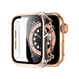 iWatch 45mm Shinny Hard PC Bumper Case - CLEAR & ROSE GOLD (Only Ground Shipping)