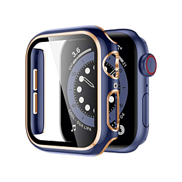 iWatch 45mm Shinny Hard PC Bumper Case - BLUE & SILVER (Only Ground Shipping)