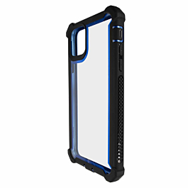3in1 Hybrid Clear Soft TPU Hard PC Back Cover Case - BLACK & BLUE for iPhone 12 / 12 Pro (Only Ground Shipping)