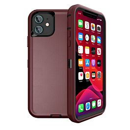 Heavy Duty Case for iPhone 12 Mini (MAROON & BLACK) (Only Ground Shipping)
