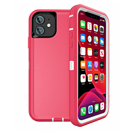 Heavy Duty Case for iPhone 12 Mini (HOT PINK & WHITE) (Only Ground Shipping)