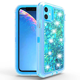 Protective Glitter Liquid Bumper Case - LIGHT BLUE for iPhone 12 Pro Max (Only Ground Shipping)