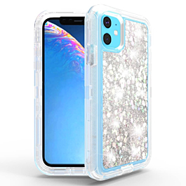 Protective Glitter Liquid Bumper Case - SILVER for iPhone 12 Pro Max (Only Ground Shipping)