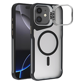 Matte Transparent Camera Stand Case with Wireless Charging - BLACK for iPhone 11 (Only Ground Shipping)