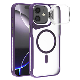 Matte Transparent Camera Stand Case with Wireless Charging - PURPLE for iPhone 11 (Only Ground Shipping)
