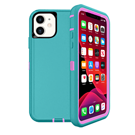 Heavy Duty Case for iPhone 11 (LIGHT TEAL & PINK) (Only Ground Shipping)