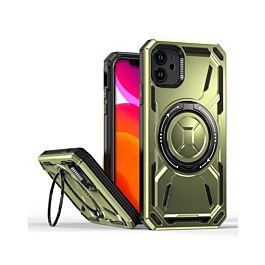 Full-Body Rugged Shockproof Case with Built-in Ring Holder - GREEN for iPhone 11 (Only Ground Shipping)