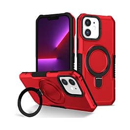 Hard PC Shockproof Case w /Ring Holder - RED for iPhone 11 (Only Ground Shipping)