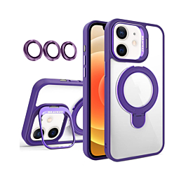 Magnetic Clear Case with 2 Kickstand & Camera Lens - DARK PURPLE for iPhone 11 (Only Ground Shipping)