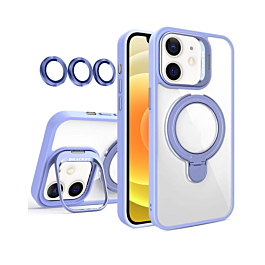 Magnetic Clear Case with 2 Kickstand & Camera Lens - LIGHT PURPLE for iPhone 11 (Only Ground Shipping)