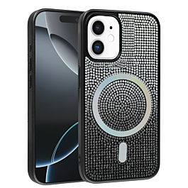 Wireless Charging Bling Diamond Crystal Case - BLACK & SILVER for iPhone 11 (Only Ground Shipping)