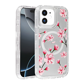 Flower Design Transparent Case with Wireless Charger - Style 1 for iPhone 11 (Only Ground Shipping)