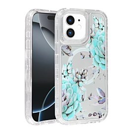 Flower Design Transparent Case with Wireless Charger - Style 8 for iPhone 11 (Only Ground Shipping)
