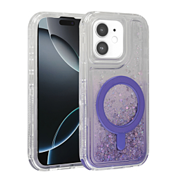 Wireless Charging Protective Glitter Liquid Bumper Case - PURPLE for iPhone 11 (Only Ground Shipping)